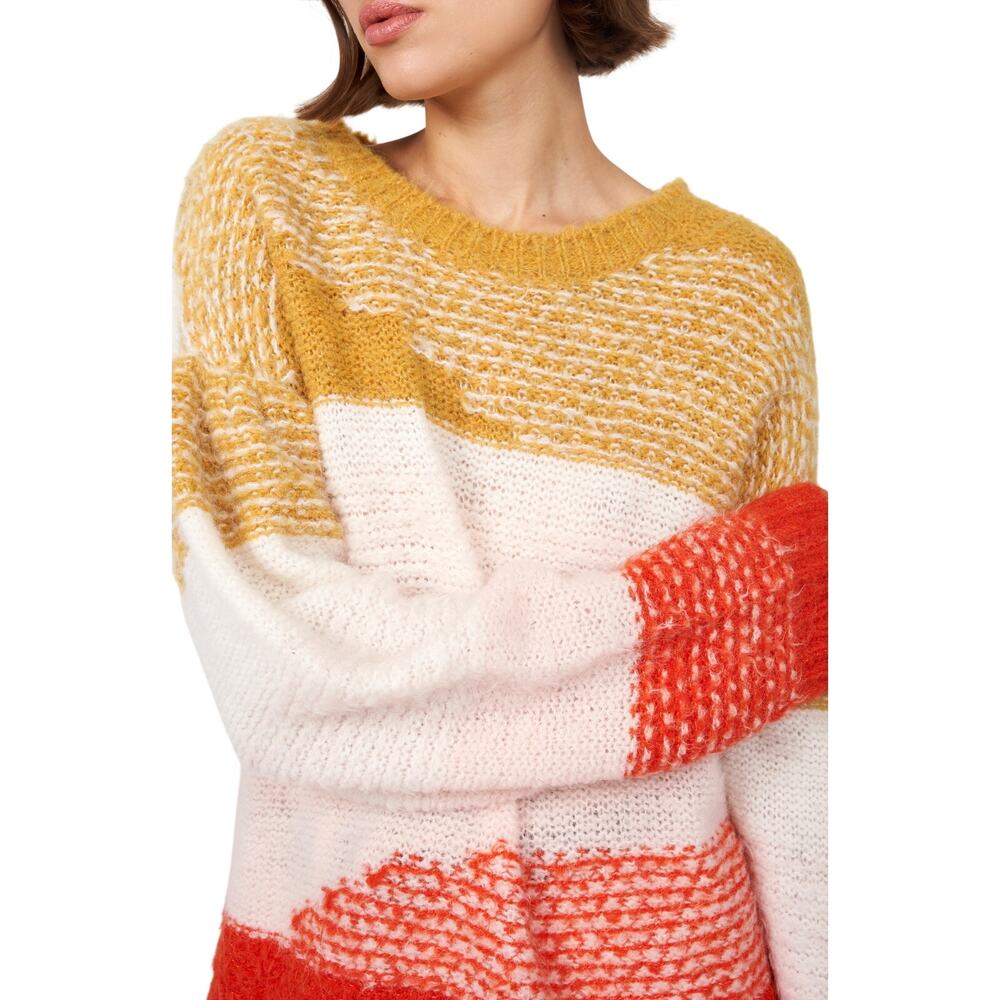 Joie Colorblock Tigerlily Multi Red Angelisa Crewneck Size XS Sweater NWT - Picture 1 of 4